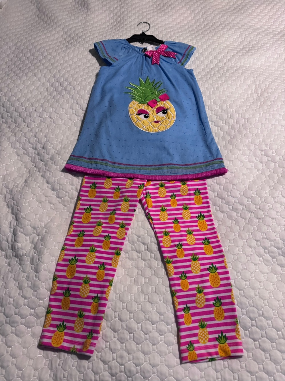 Rare Editions Girls Pineapple Applique Summer Set with Matching Leggings - Sz 6X
